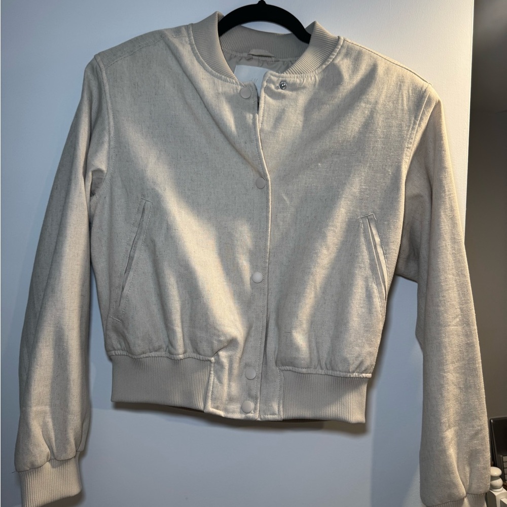 H&M Linen Blend Jacket in Cream